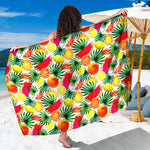 Tropical Fruit Leaf Pattern Print Beach Sarong Wrap