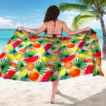 Tropical Fruit Leaf Pattern Print Beach Sarong Wrap
