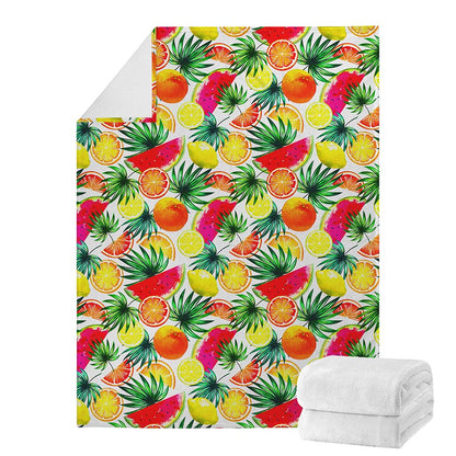 Tropical Fruit Leaf Pattern Print Blanket