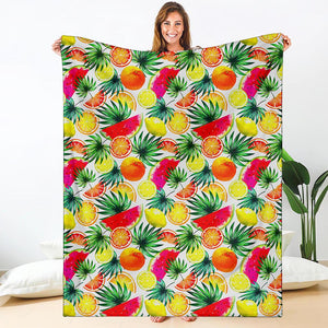 Tropical Fruit Leaf Pattern Print Blanket
