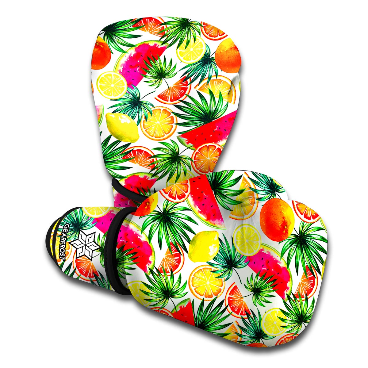Tropical Fruit Leaf Pattern Print Boxing Gloves
