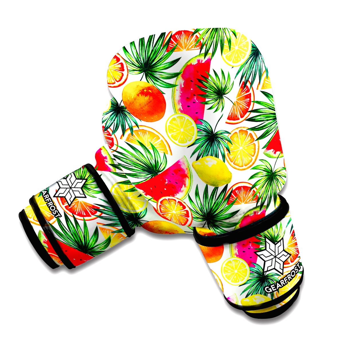 Tropical Fruit Leaf Pattern Print Boxing Gloves