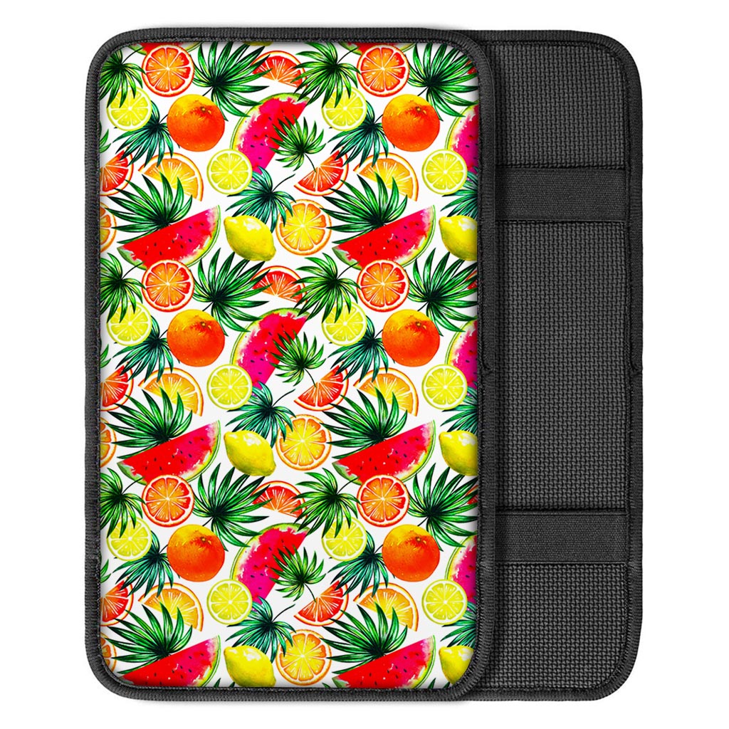 Tropical Fruit Leaf Pattern Print Car Center Console Cover