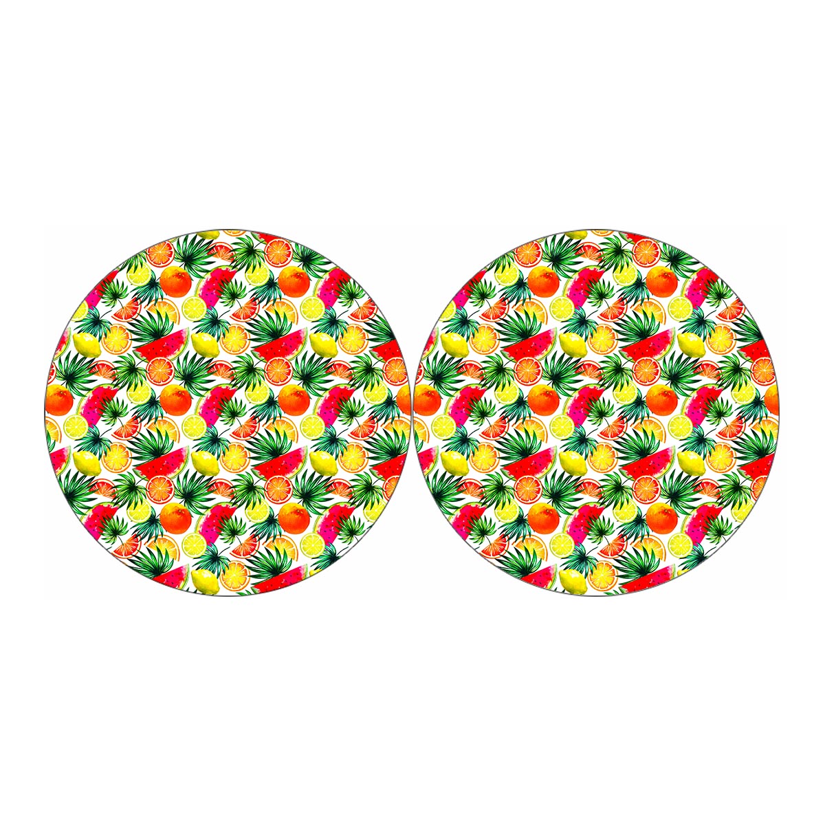 Tropical Fruit Leaf Pattern Print Car Coasters