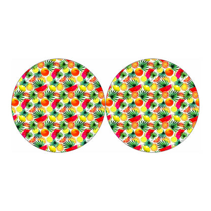 Tropical Fruit Leaf Pattern Print Car Coasters