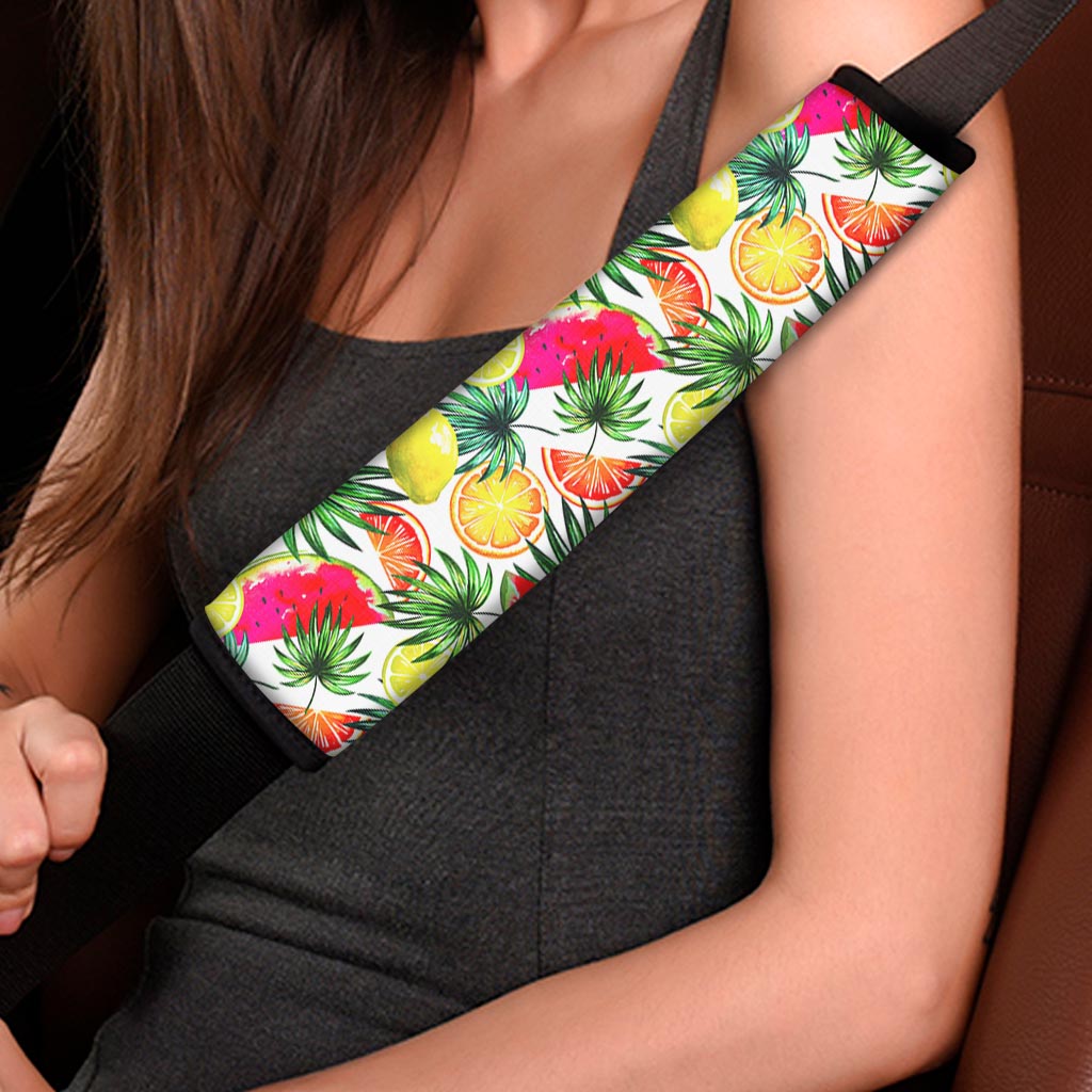 Tropical Fruit Leaf Pattern Print Car Seat Belt Covers