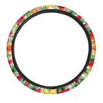 Tropical Fruit Leaf Pattern Print Car Steering Wheel Cover