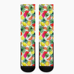 Tropical Fruit Leaf Pattern Print Crew Socks