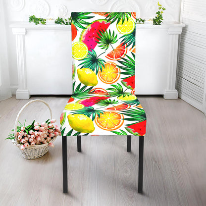 Tropical Fruit Leaf Pattern Print Dining Chair Slipcover