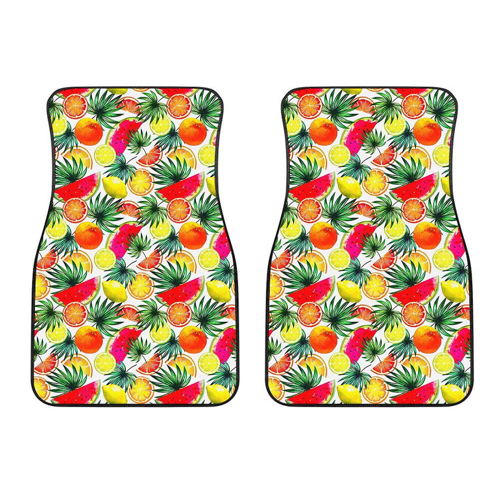Tropical Fruit Leaf Pattern Print Front Car Floor Mats