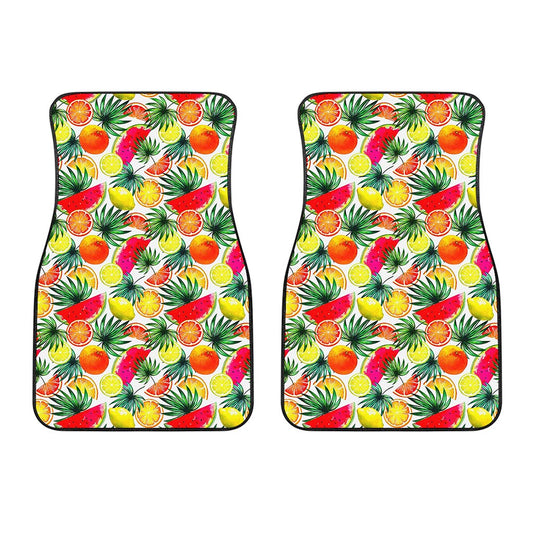 Tropical Fruit Leaf Pattern Print Front Car Floor Mats