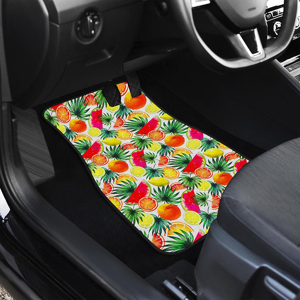 Tropical Fruit Leaf Pattern Print Front Car Floor Mats