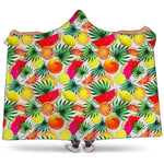 Tropical Fruit Leaf Pattern Print Hooded Blanket