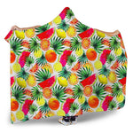 Tropical Fruit Leaf Pattern Print Hooded Blanket