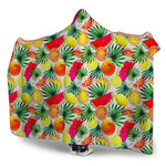 Tropical Fruit Leaf Pattern Print Hooded Blanket