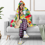 Tropical Fruit Leaf Pattern Print Hooded Blanket