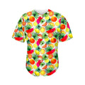 Tropical Fruit Leaf Pattern Print Men's Baseball Jersey