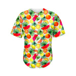 Tropical Fruit Leaf Pattern Print Men's Baseball Jersey