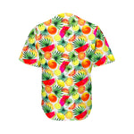 Tropical Fruit Leaf Pattern Print Men's Baseball Jersey