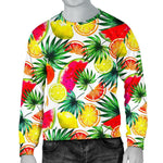 Tropical Fruit Leaf Pattern Print Men's Crewneck Sweatshirt GearFrost