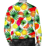 Tropical Fruit Leaf Pattern Print Men's Crewneck Sweatshirt GearFrost
