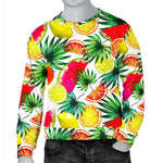 Tropical Fruit Leaf Pattern Print Men's Crewneck Sweatshirt GearFrost