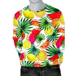 Tropical Fruit Leaf Pattern Print Men's Crewneck Sweatshirt GearFrost