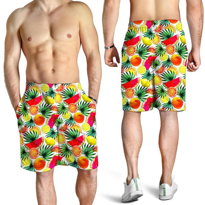Tropical Fruit Leaf Pattern Print Men's Shorts