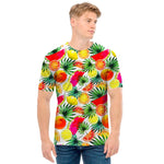 Tropical Fruit Leaf Pattern Print Men's T-Shirt