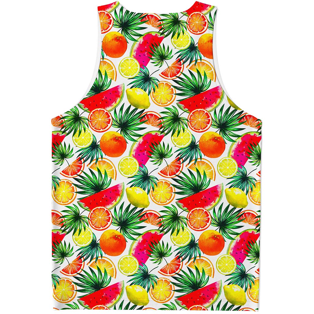 Tropical Fruit Leaf Pattern Print Men's Tank Top