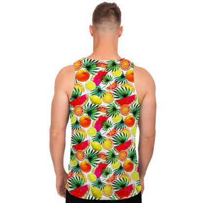 Tropical Fruit Leaf Pattern Print Men's Tank Top
