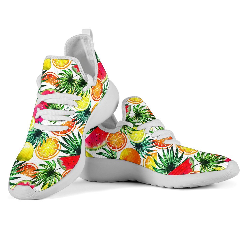 Tropical Fruit Leaf Pattern Print Mesh Knit Shoes GearFrost