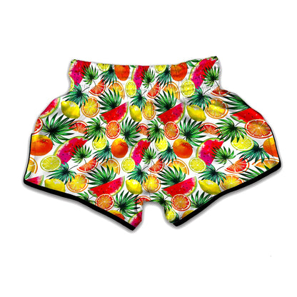 Tropical Fruit Leaf Pattern Print Muay Thai Boxing Shorts