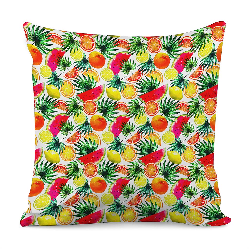 Tropical Fruit Leaf Pattern Print Pillow Cover