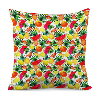 Tropical Fruit Leaf Pattern Print Pillow Cover