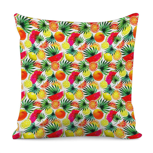 Tropical Fruit Leaf Pattern Print Pillow Cover