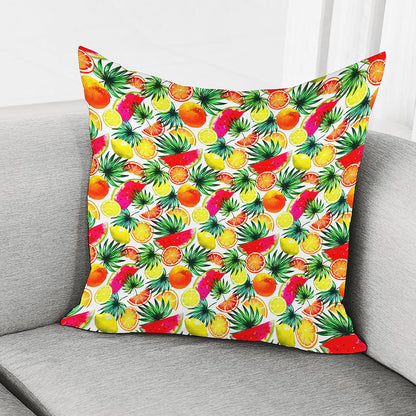 Tropical Fruit Leaf Pattern Print Pillow Cover