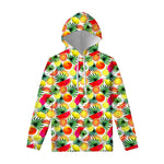 Tropical Fruit Leaf Pattern Print Pullover Hoodie