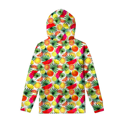 Tropical Fruit Leaf Pattern Print Pullover Hoodie