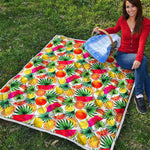 Tropical Fruit Leaf Pattern Print Quilt