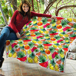 Tropical Fruit Leaf Pattern Print Quilt