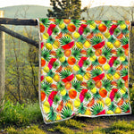 Tropical Fruit Leaf Pattern Print Quilt