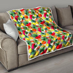 Tropical Fruit Leaf Pattern Print Quilt
