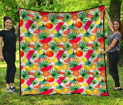 Tropical Fruit Leaf Pattern Print Quilt