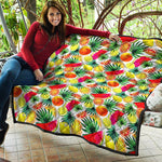 Tropical Fruit Leaf Pattern Print Quilt