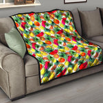Tropical Fruit Leaf Pattern Print Quilt