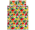 Tropical Fruit Leaf Pattern Print Quilt Bed Set