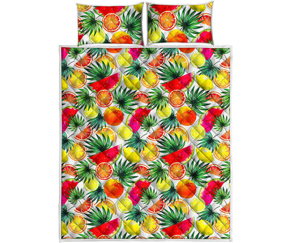 Tropical Fruit Leaf Pattern Print Quilt Bed Set