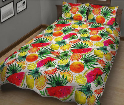 Tropical Fruit Leaf Pattern Print Quilt Bed Set
