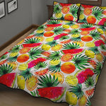 Tropical Fruit Leaf Pattern Print Quilt Bed Set